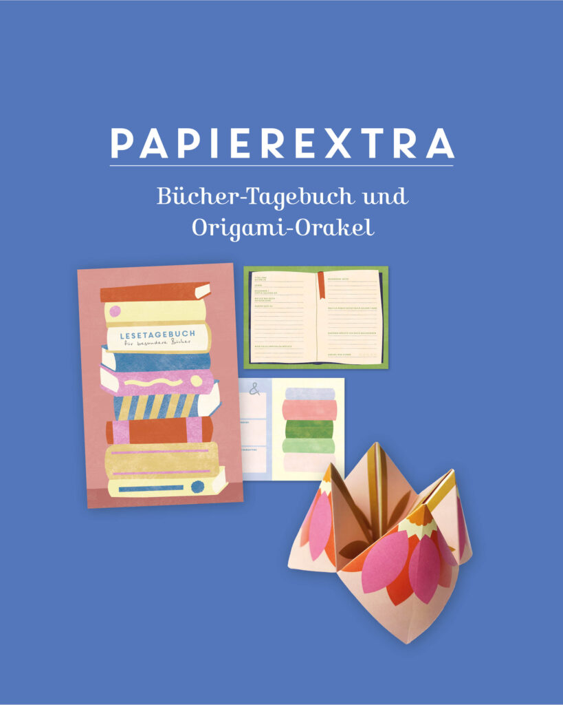 Die Papierextras der 97. Ausgabe: Bücher-Tagebuch und Origami-Orakel