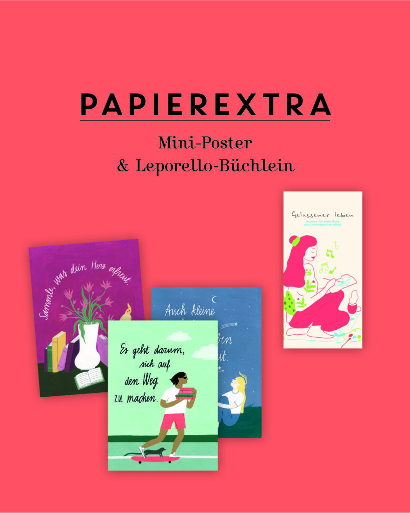 Papierextras der 101. Flow: Mini-Poster und Leporello-Büchlein